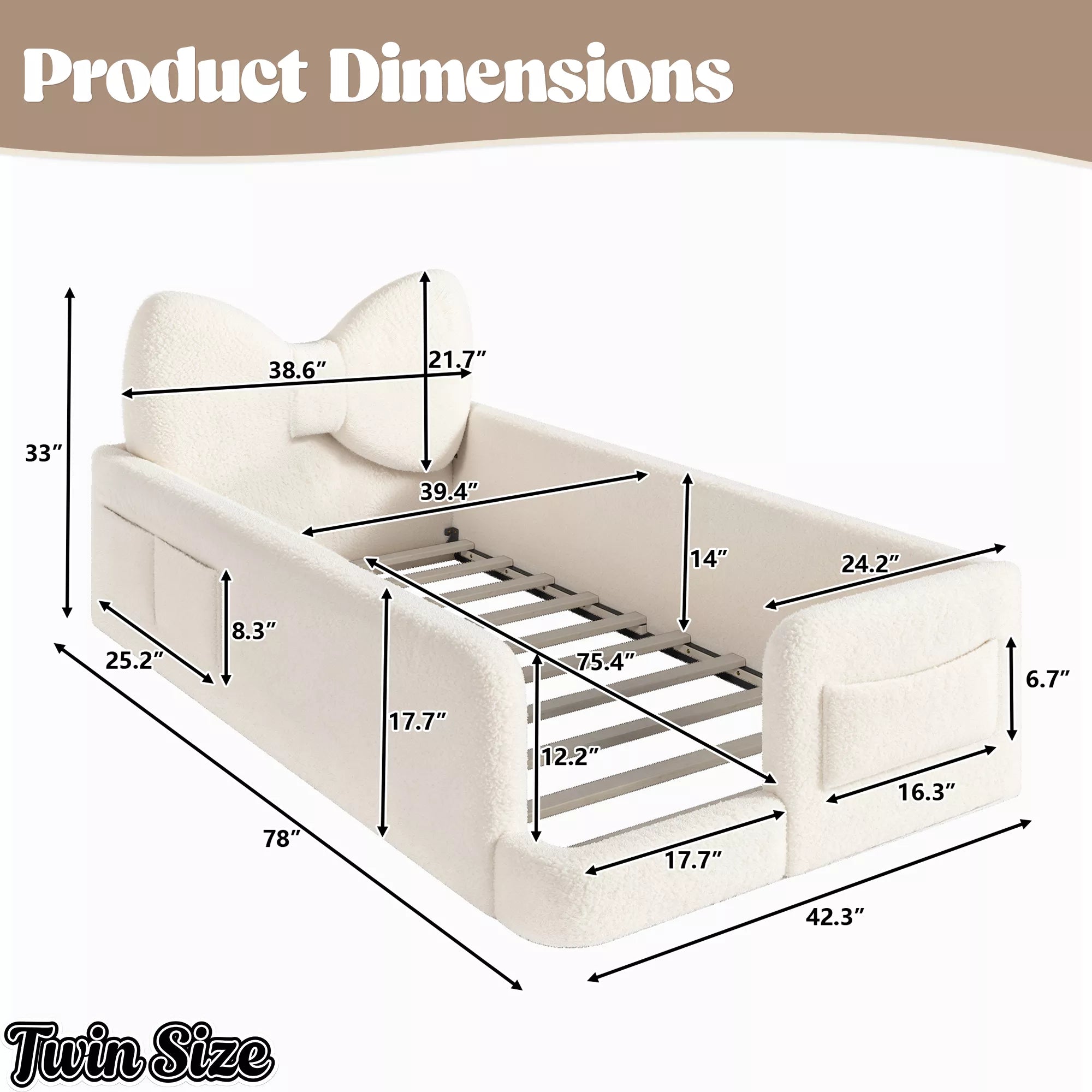 twin size kids upholstered platform bed dimensions