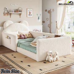 Twin size upholstered floor bed frame for children