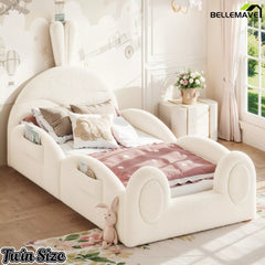 Twin size kids floor bed rabbit headboard bedroom view