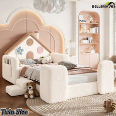 Twin floor bed with safety side rails for kids