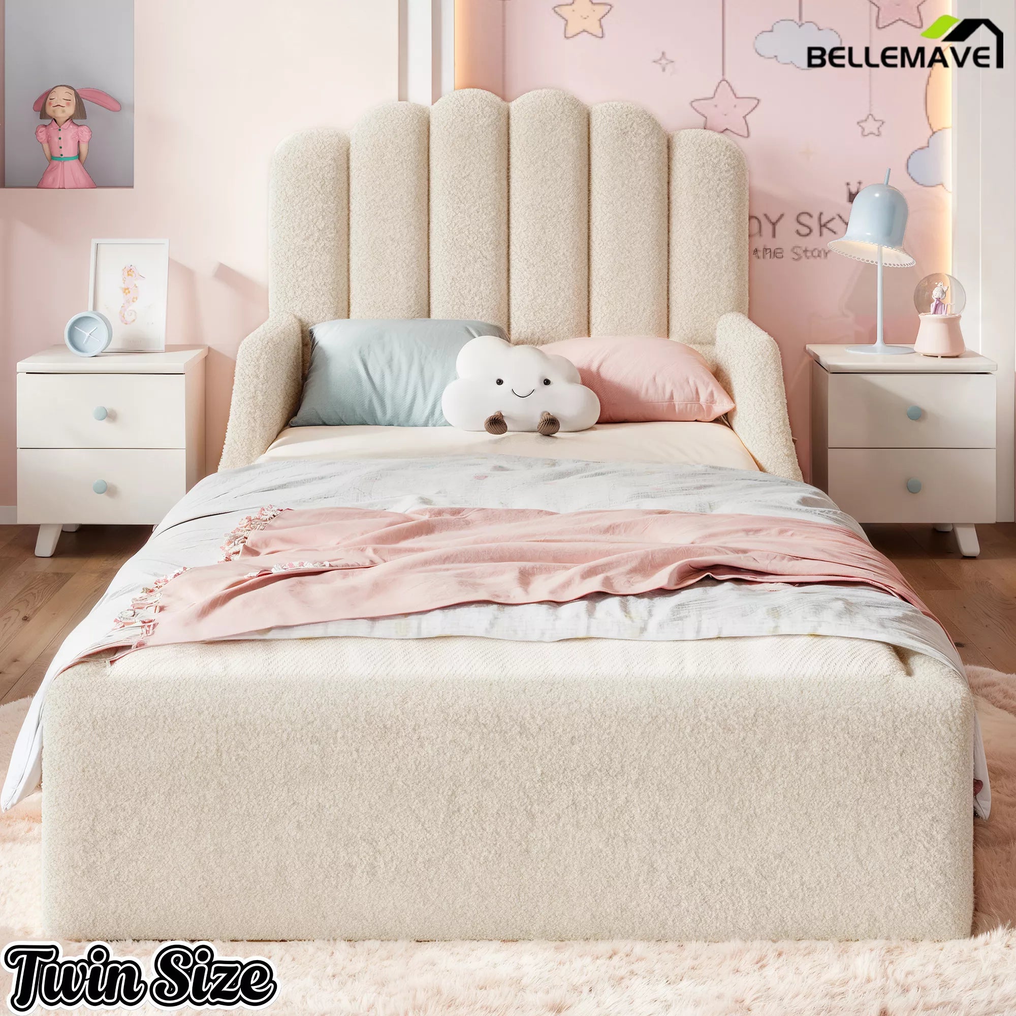 Twin Size Upholstered Kids Bed Bedroom View