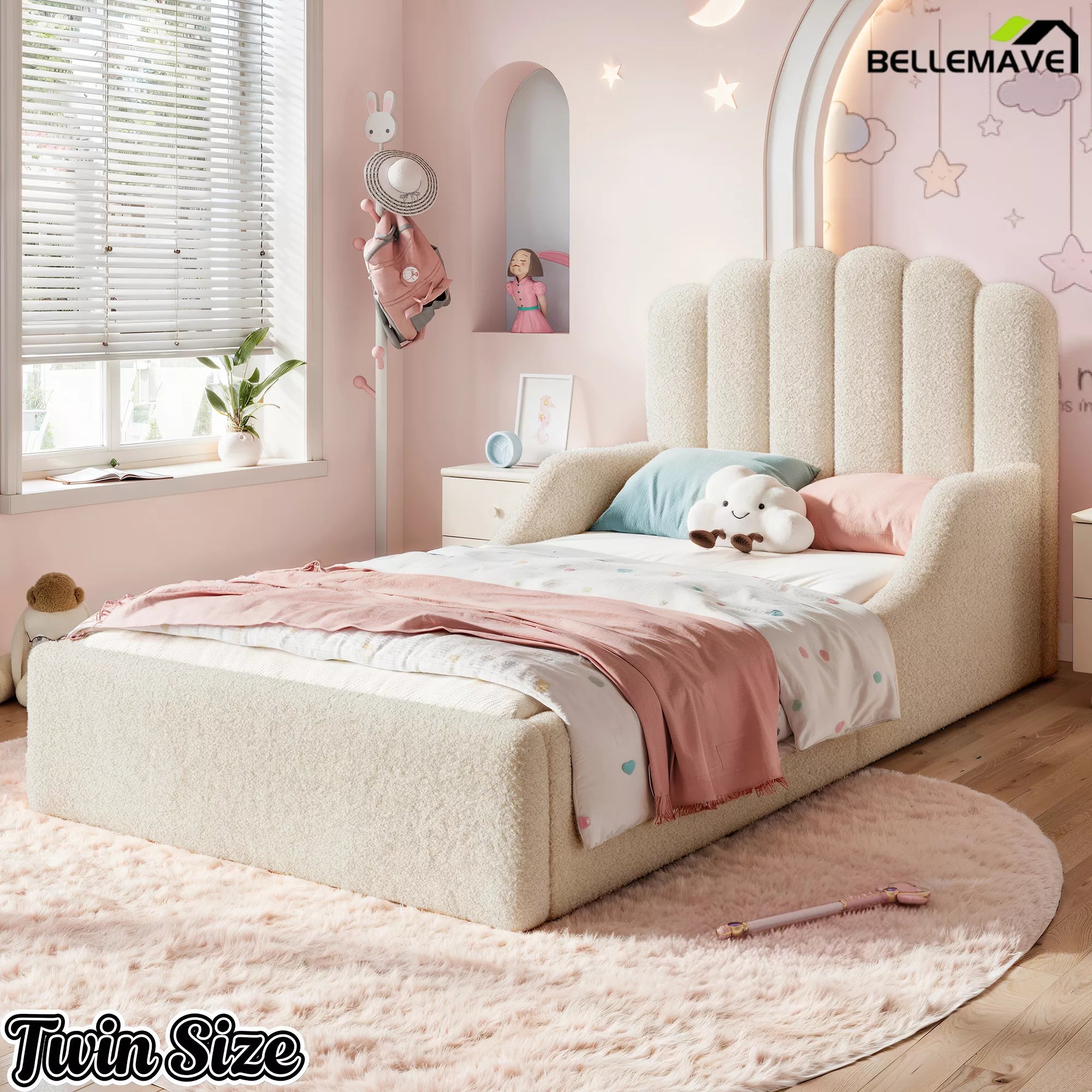 Twin Size Teddy Fabric Floor Bed Setup