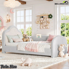 Twin Size Low Floor Upholstered Bed Gray