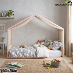 modern twin canopy bed with gauze canopy design