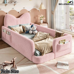 pink twin upholstered low floor bed for kids