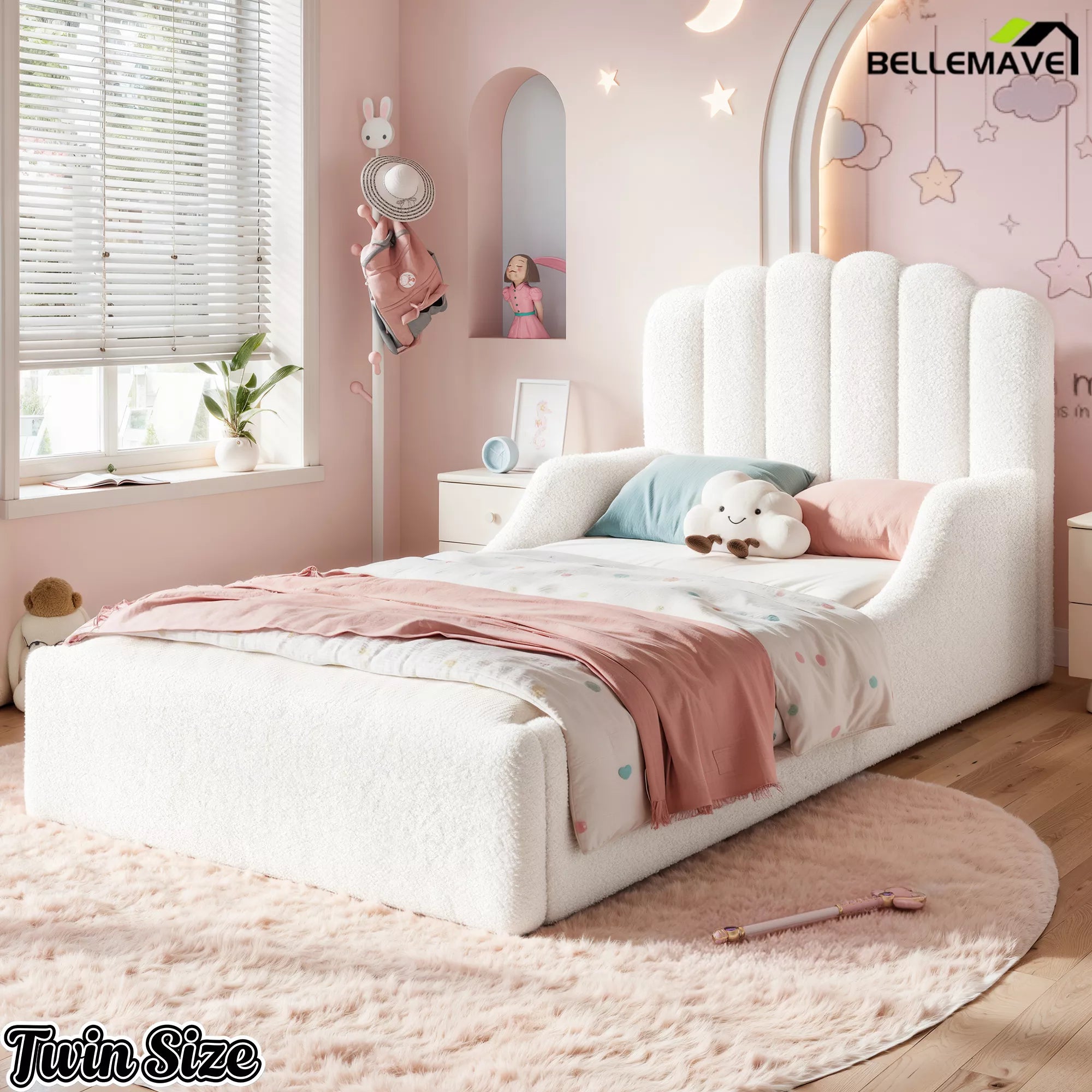 Twin Size Upholstered Floor Bed Lifestyle View