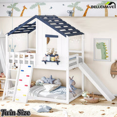 Twin playhouse loft bed for kids room