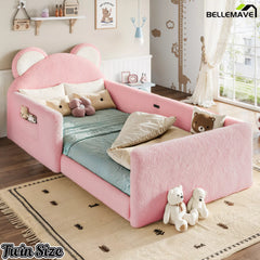 Pink teddy fabric bear shaped floor bed for kids