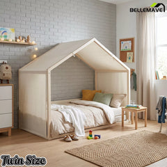 twin size canopy bed in modern bedroom