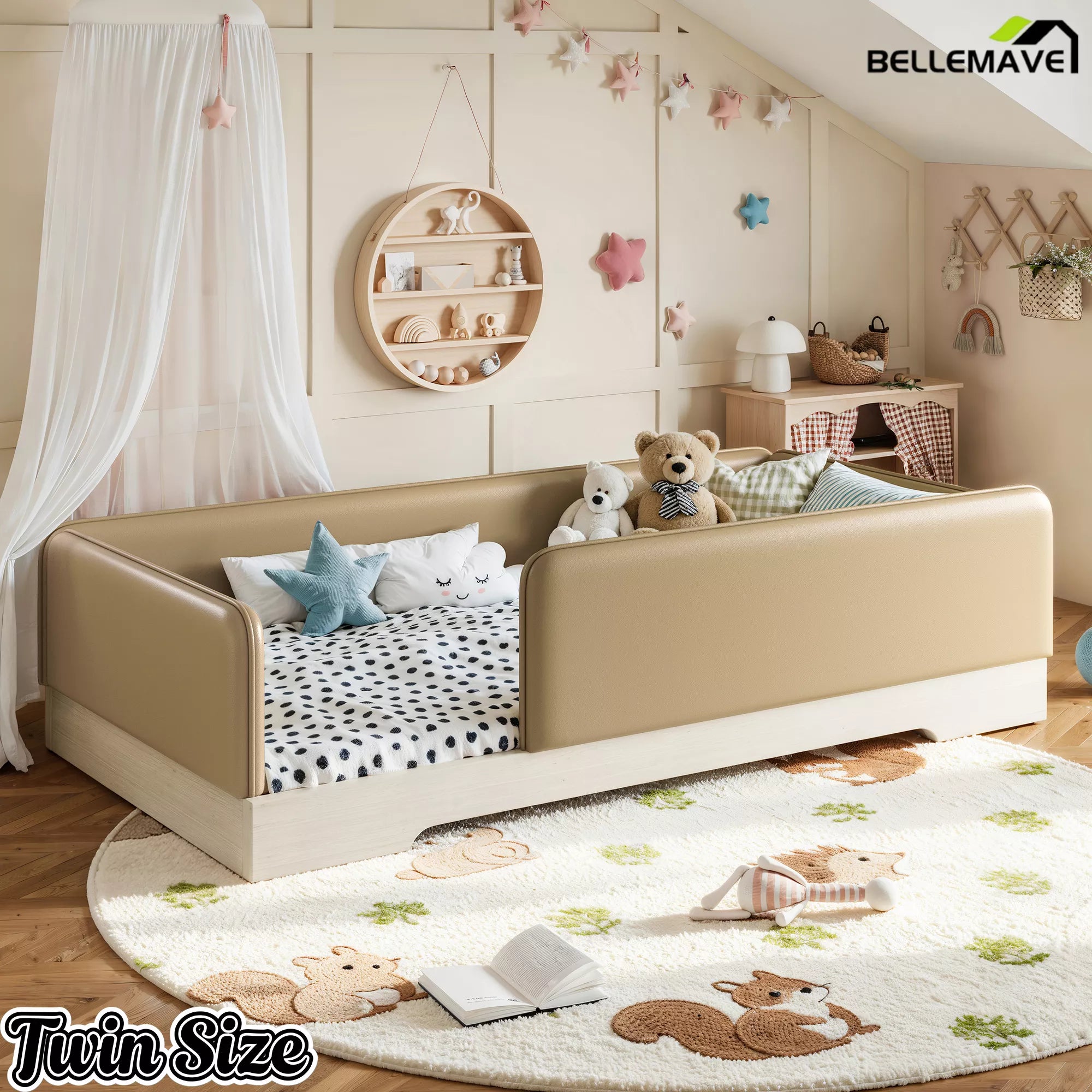 Low Profile Upholstered Floor Bed for Kids