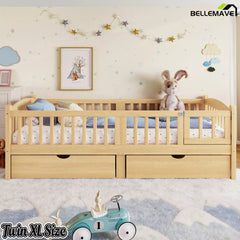 twin xl kids platform bed with guardrails