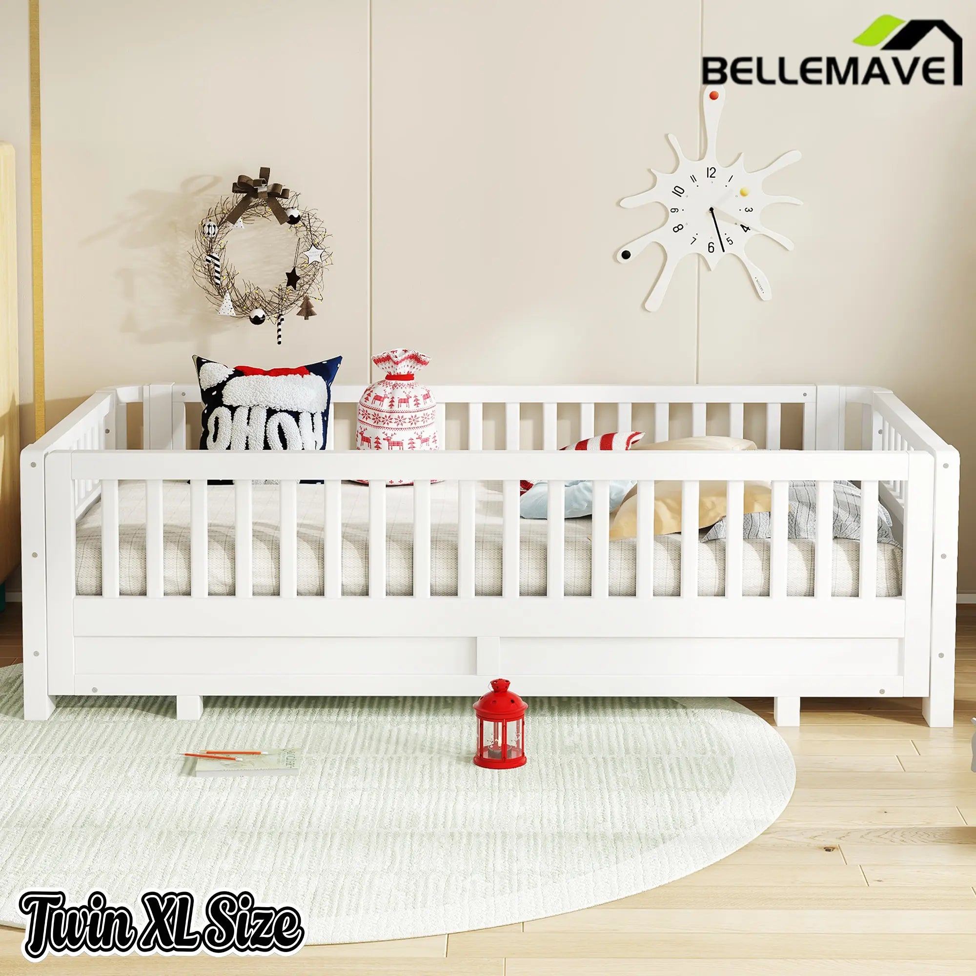 Bellemave® Queen Floor Bed or Twin XL Montessori Floor beds for Kids, Twin XL Can Be Converted into a Queen Platform Bed, Gray Bellemave®