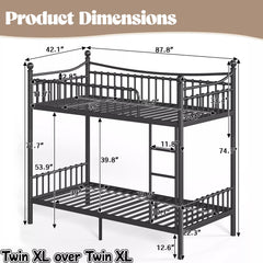 Bellemave® Metal Bunk Bed with Curved Guardrails, Space-Saving Bunk Bed Frame for Kids & Teens