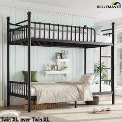 Bellemave® Metal Bunk Bed with Curved Guardrails, Space-Saving Bunk Bed Frame for Kids & Teens