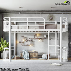 white metal bunk bed for shared bedroom
