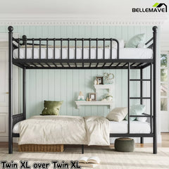 Bellemave® Metal Bunk Bed with Curved Guardrails, Space-Saving Bunk Bed Frame for Kids & Teens