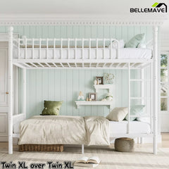 Bellemave® Metal Bunk Bed with Curved Guardrails, Space-Saving Bunk Bed Frame for Kids & Teens