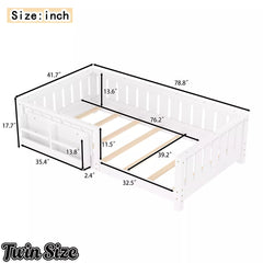 Bellemave® Kids Montessori Floor Bed with Safety Guardrails, Built-in Bookcase & Wooden Slats — Twin, Full, Queen Sizes Bellemave®