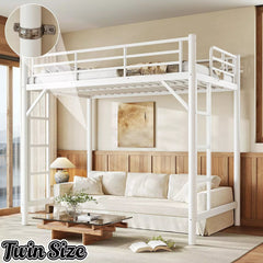 Bellemave® Metal Loft Bed with Ladder & Guardrails – Space-Saving Loft Bed Frame for Small Room, No Box Spring Needed Bellemave®