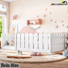 low profile kids floor bed with full safety guardrails