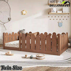 Bellemave® Kids Montessori Floor Bed with Rounded Safety Guardrail,Solid Wood Montessori Bed for Girls & Boys Bellemave®