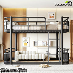 black metal bunk bed frame detail
