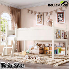 Bellemave® Kids Low Loft Bed with Bookshelf for Girls & Boys Bellemave®