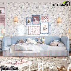 Bellemave® Montessori Floor Bed for Kids, Upholstered Teddy Fleece Low Profile Platform Bed with Side Guardrails