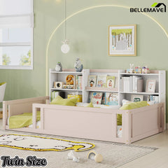 Twin Montessori floor bed with guardrails for kids
