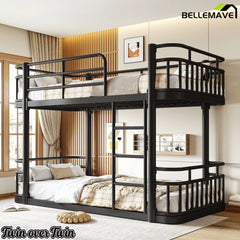 twin size black metal bunk bed with ladder
