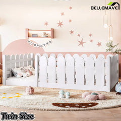 white Montessori floor bed frame for toddler bedroom