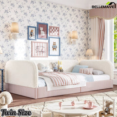 teddy fleece upholstered platform bed frame for children