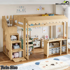 twin playhouse loft bed with underbed play space