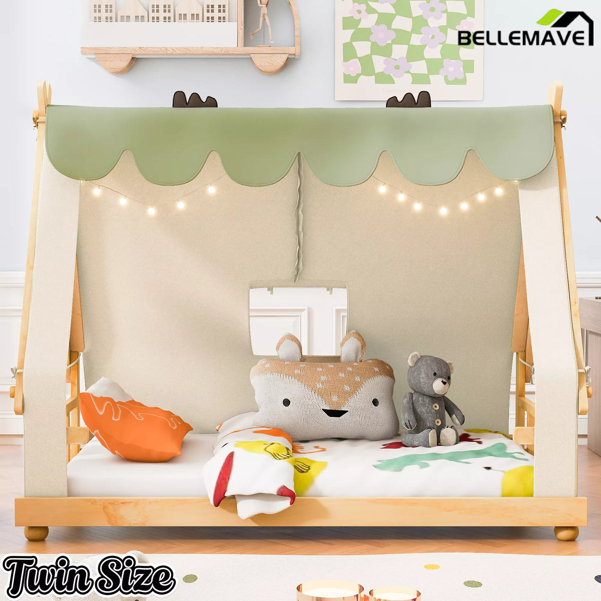 kids canopy house bed with detachable tent