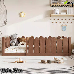 Bellemave® Kids Montessori Floor Bed with Rounded Safety Guardrail,Solid Wood Montessori Bed for Girls & Boys Bellemave®