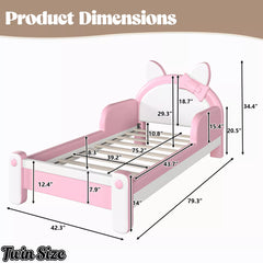 Twin Size Cat Shaped Upholstered Platform Bed Dimensions