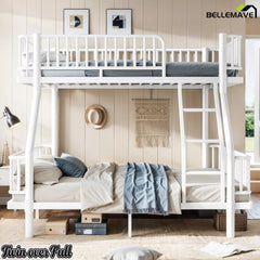 White Metal Twin Over Full Bunk Bed