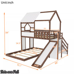 Twin over full bunk bed dimensions with slide and stairs