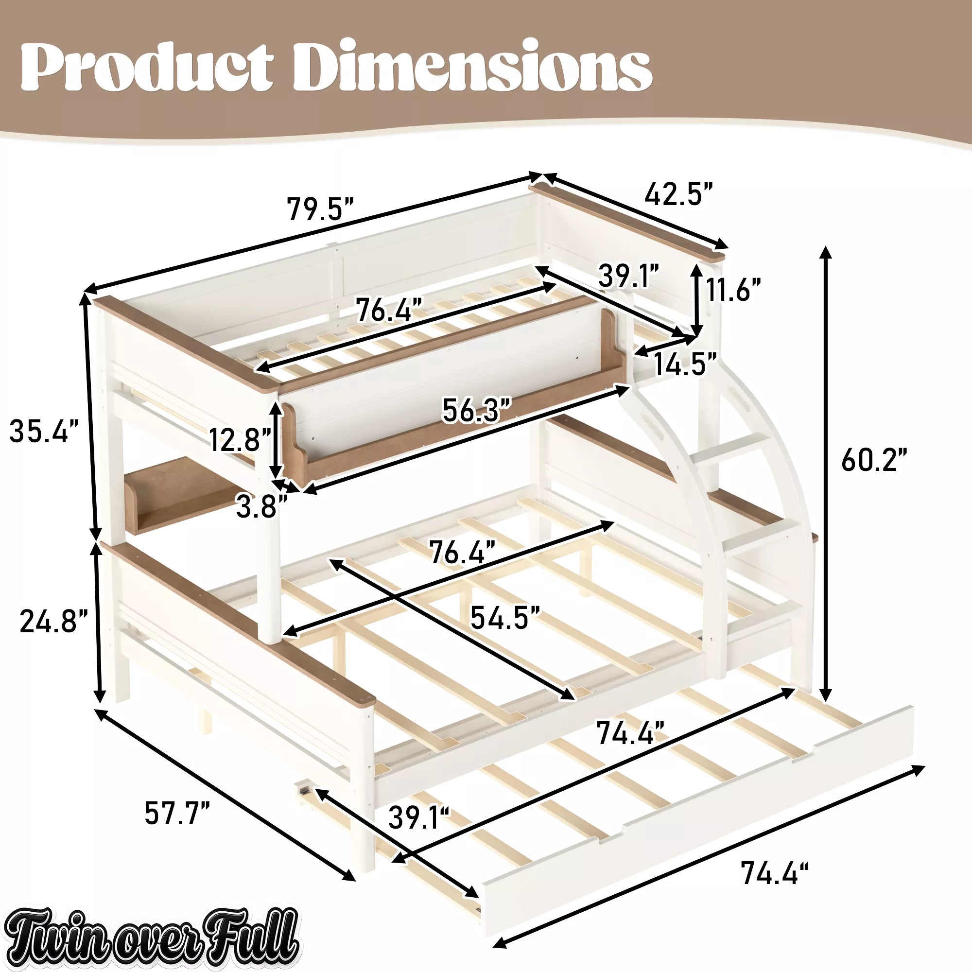 Twin over full bunk bed dimensions and measurements