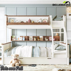 Twin over full wood bunk bed front view