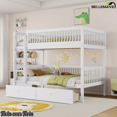 convertible twin over twin bunk bed with detachable design