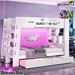 space saving twin bunk bed with storage drawers