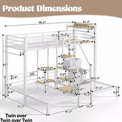 twin over twin over twin bunk bed dimensions