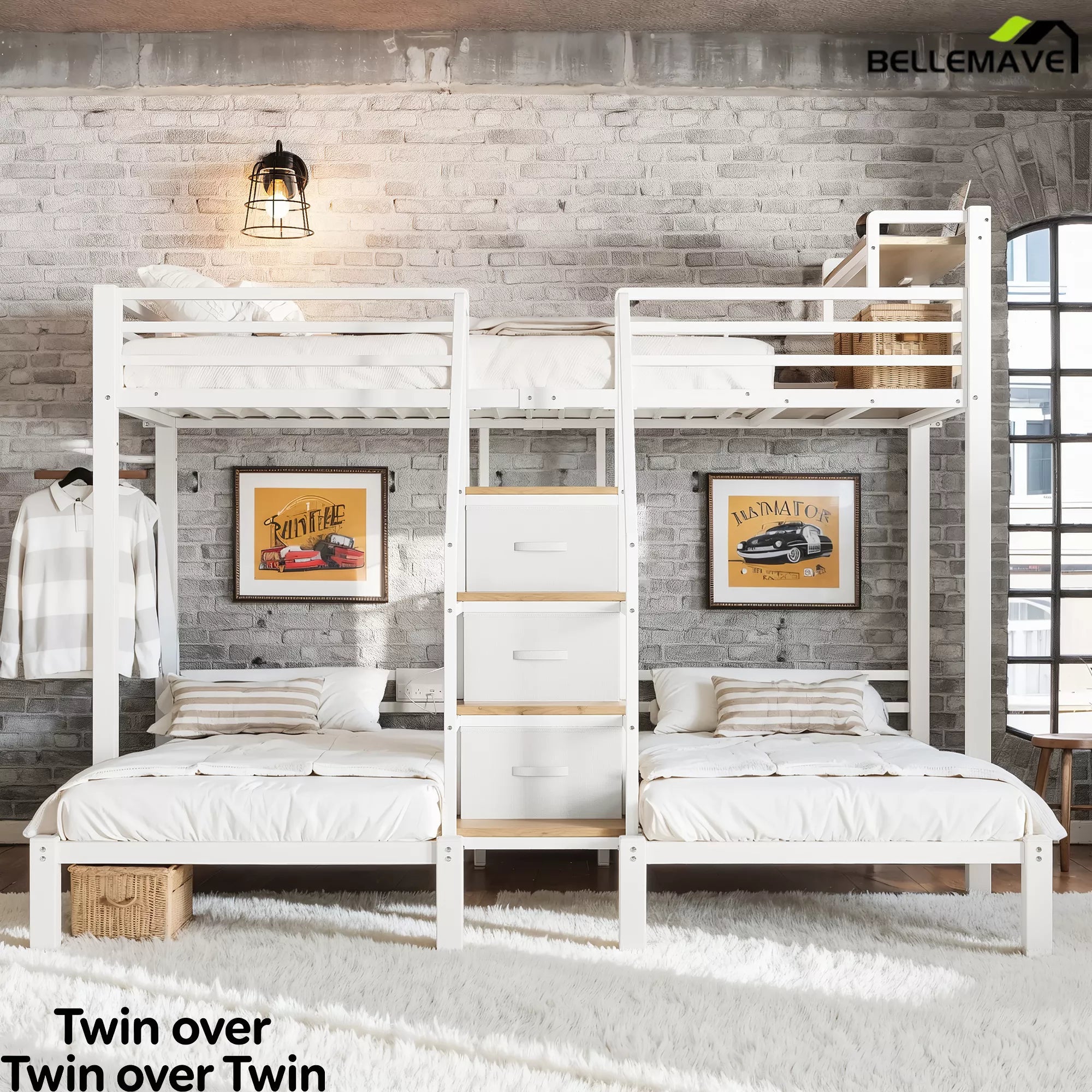 twin over twin over twin triple bunk bed frame