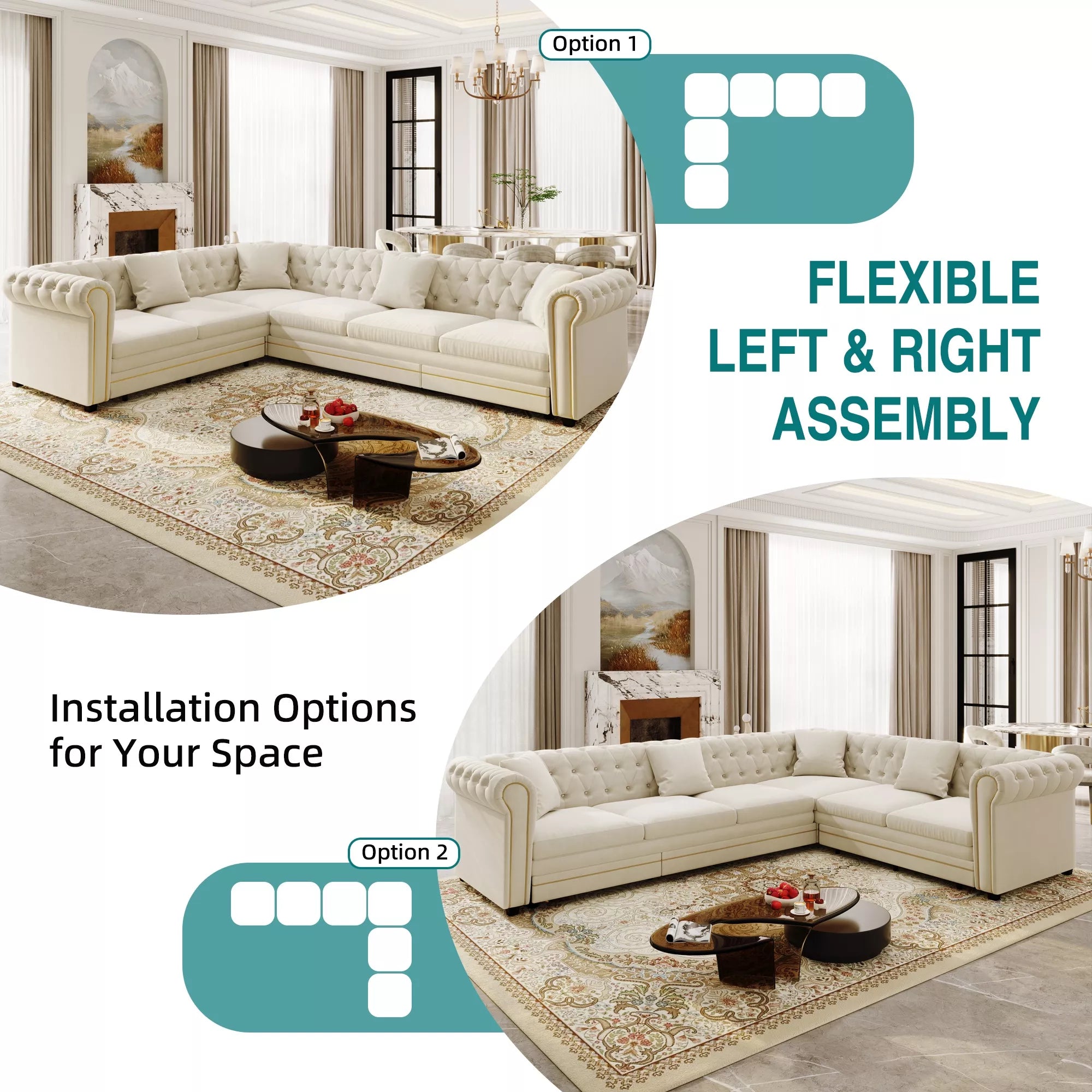 Reversible L-Shaped Sectional Sofa Configuration