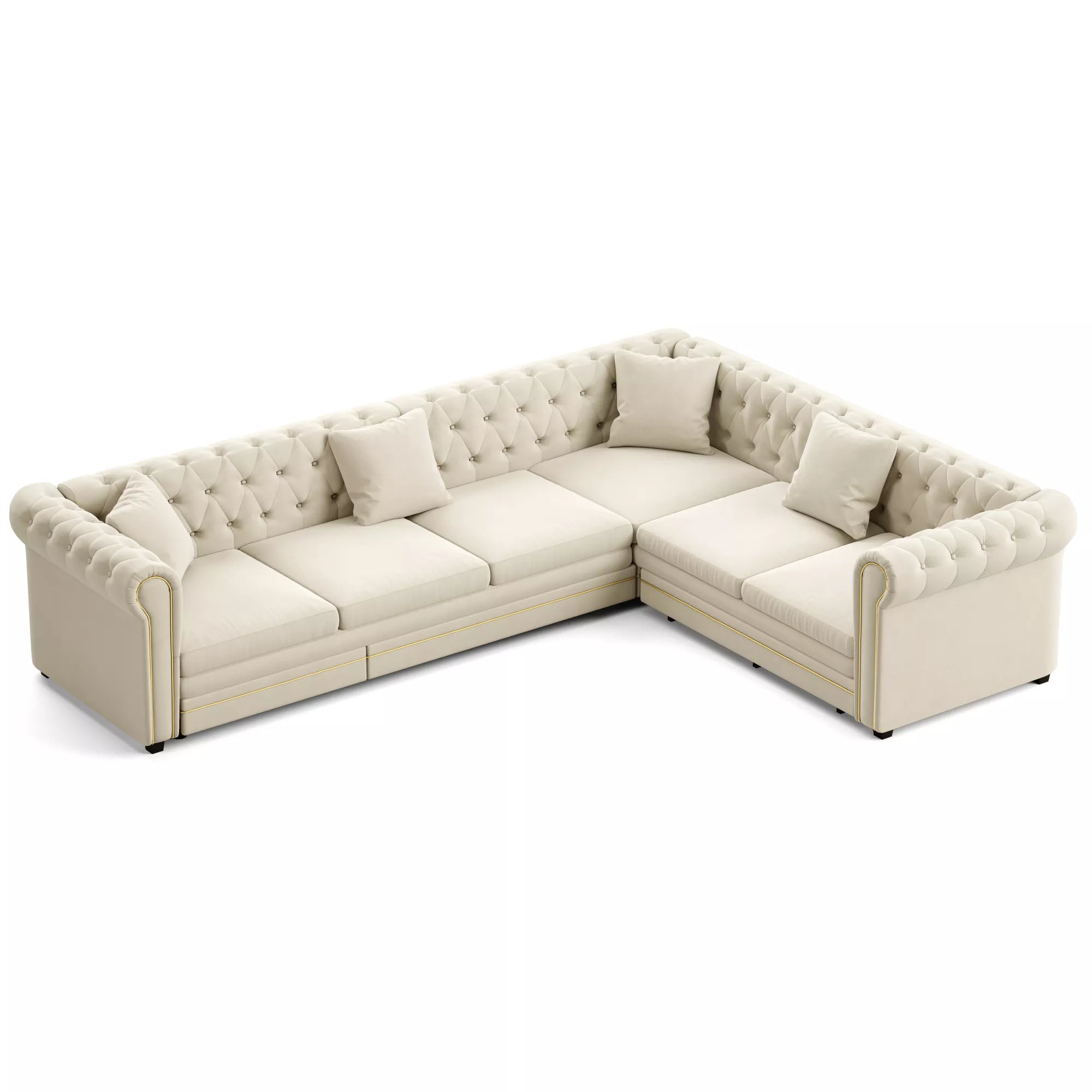 Velvet L-Shaped Sectional Sofa Product View