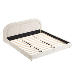 Bellemave® King Size Modern Curved Upholstered Low Profile Platform Bed Frame with Rounded Headboard, Soft Velvet Fabric & Sturdy Metal Frame Bellemave®