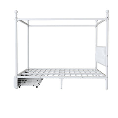 Bellemave® Metal Canopy Platform Bed with Upholstered Headboard and Two Storage Drawers