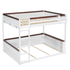 Bellemave® Queen Size Wooden Bunk Bed with Built-in Shelves,Storage Box,LED Light and USB Charging Station