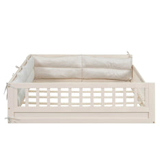 Bellemave® Full Size Wood Floor Bed with Guardrail and Pillow Bellemave®